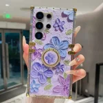 Trunk Elegant Butterfly Vintage Oil Painting Floral Case with Ring Holder for — Samsung