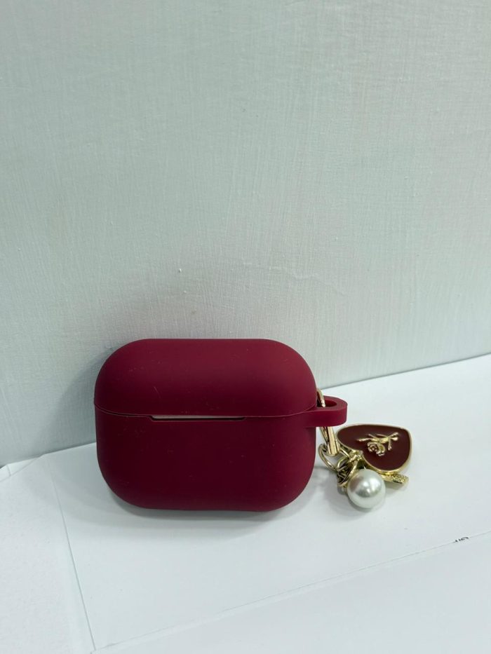 Wine Red Silicone AirPods Case - Image 3