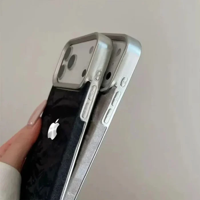 Electroplating Puffy Flannel Fabric Soft Case for — iPhone - Image 4