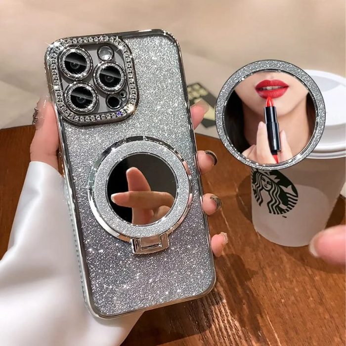 Silver Glitter Case With Mirror Design for — iPhone - Image 2