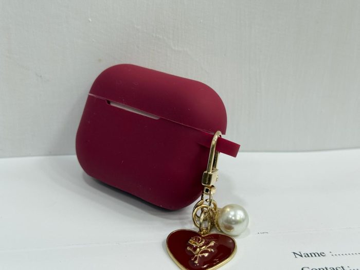 Wine Red Silicone AirPods Case - Image 4