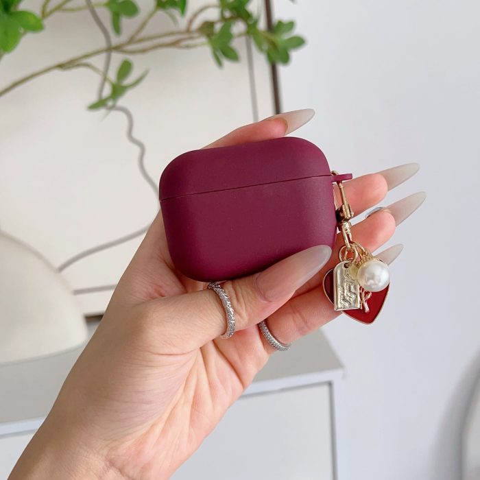 Wine Red Silicone AirPods Case - Image 2