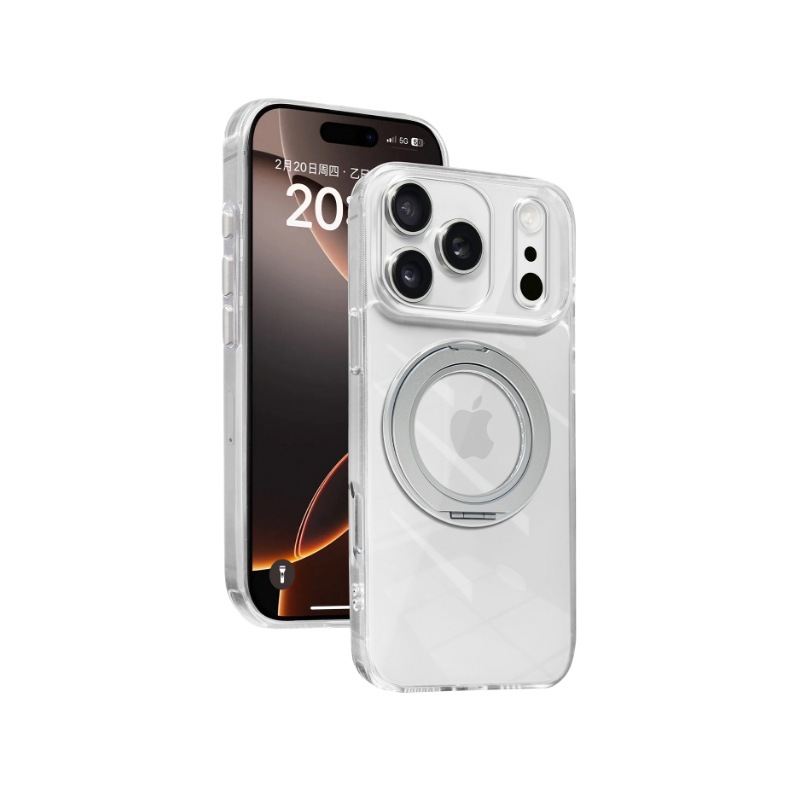 dafe359f-6e96-4182-9248-bac1f3dbef83 MMkio 2.5mm Transparent 360° Rotation Bracket Case for — iPhone - Image 1