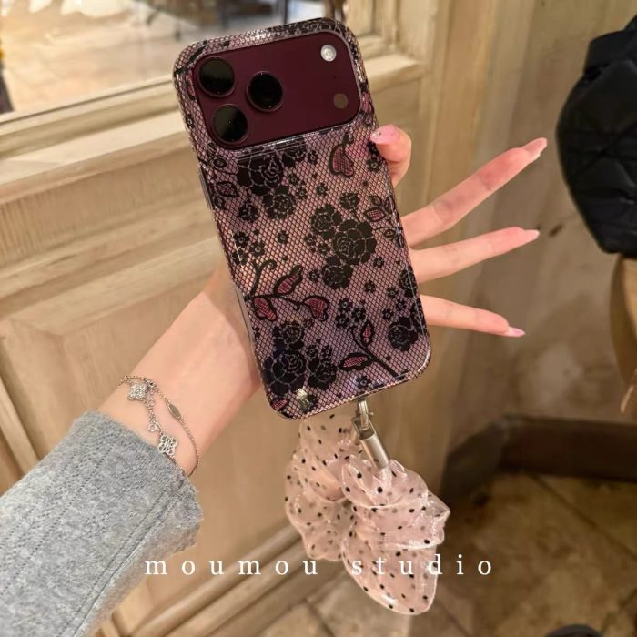 Floral Black Dark Roses Mesh Case for — iPhone - Image 2
