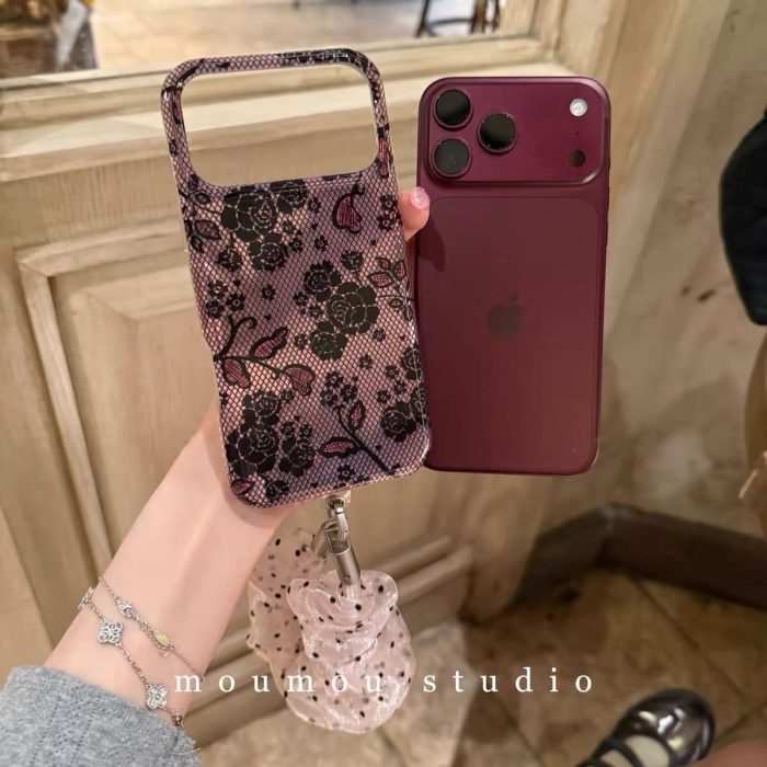 Floral Black Dark Roses Mesh Case for — iPhone - Image 3