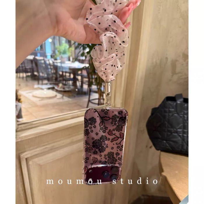 Floral Black Dark Roses Mesh Case for — iPhone - Image 4