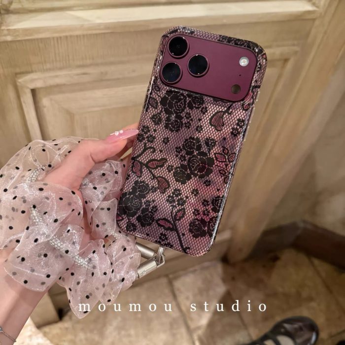 Floral Black Dark Roses Mesh Case for — iPhone - Image 5