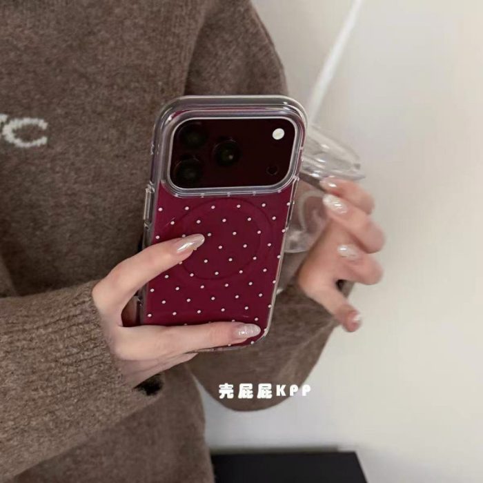 Burgundy Polka Dot MagSafe Case for — iPhone - Image 3