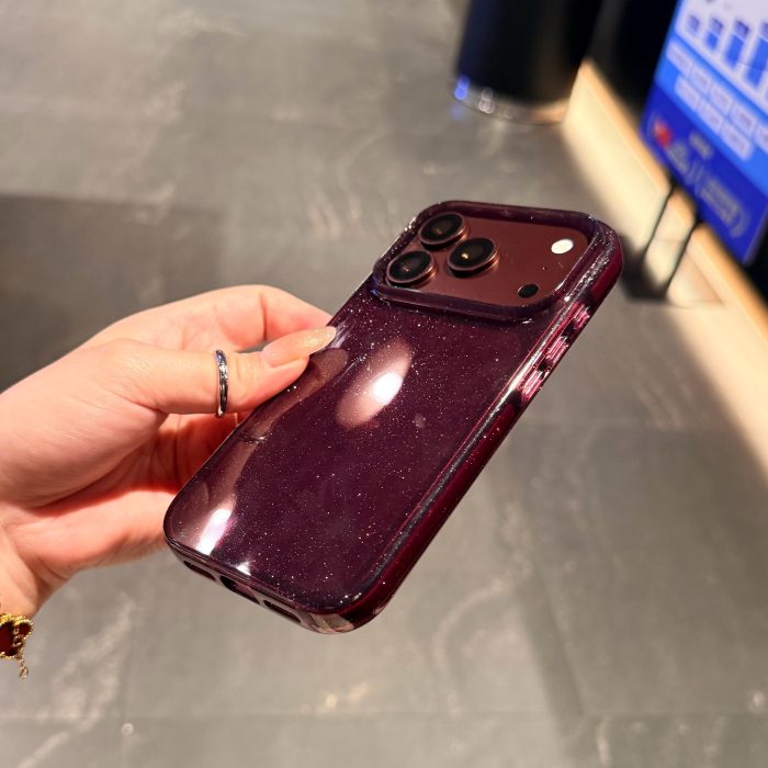 Glittery Burgundy Clear Case for - iPhone - Image 2