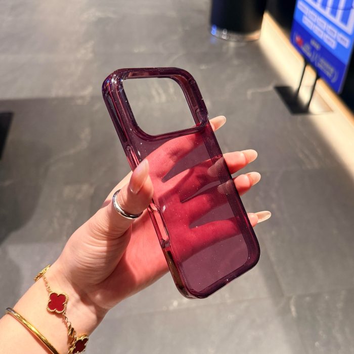 Glittery Burgundy Clear Case for - iPhone - Image 3
